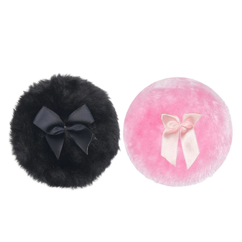 4 Inch Large Fluffy Powder Puff for Body Transparent Plastic Bag Sealed Round Powder Loose Puff with Ribbon Bow Drop Shipping