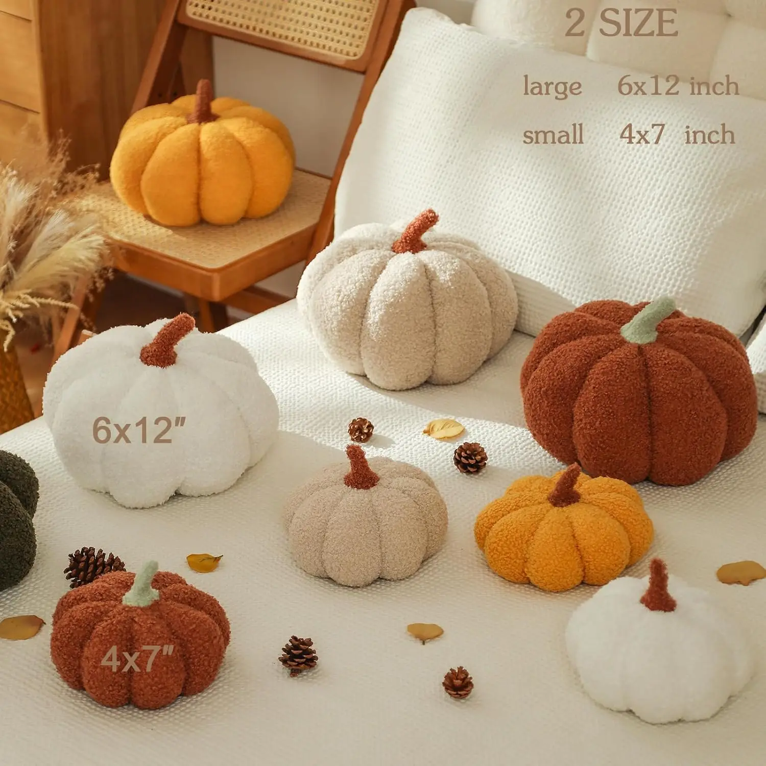 1-2Pcs Pumpkin Pillow Fall Pillow Thanksgiving Cushion Pumpkin Shaped Throw Bedroom Sofa Couch Halloween Pumpkin Throw Pillow