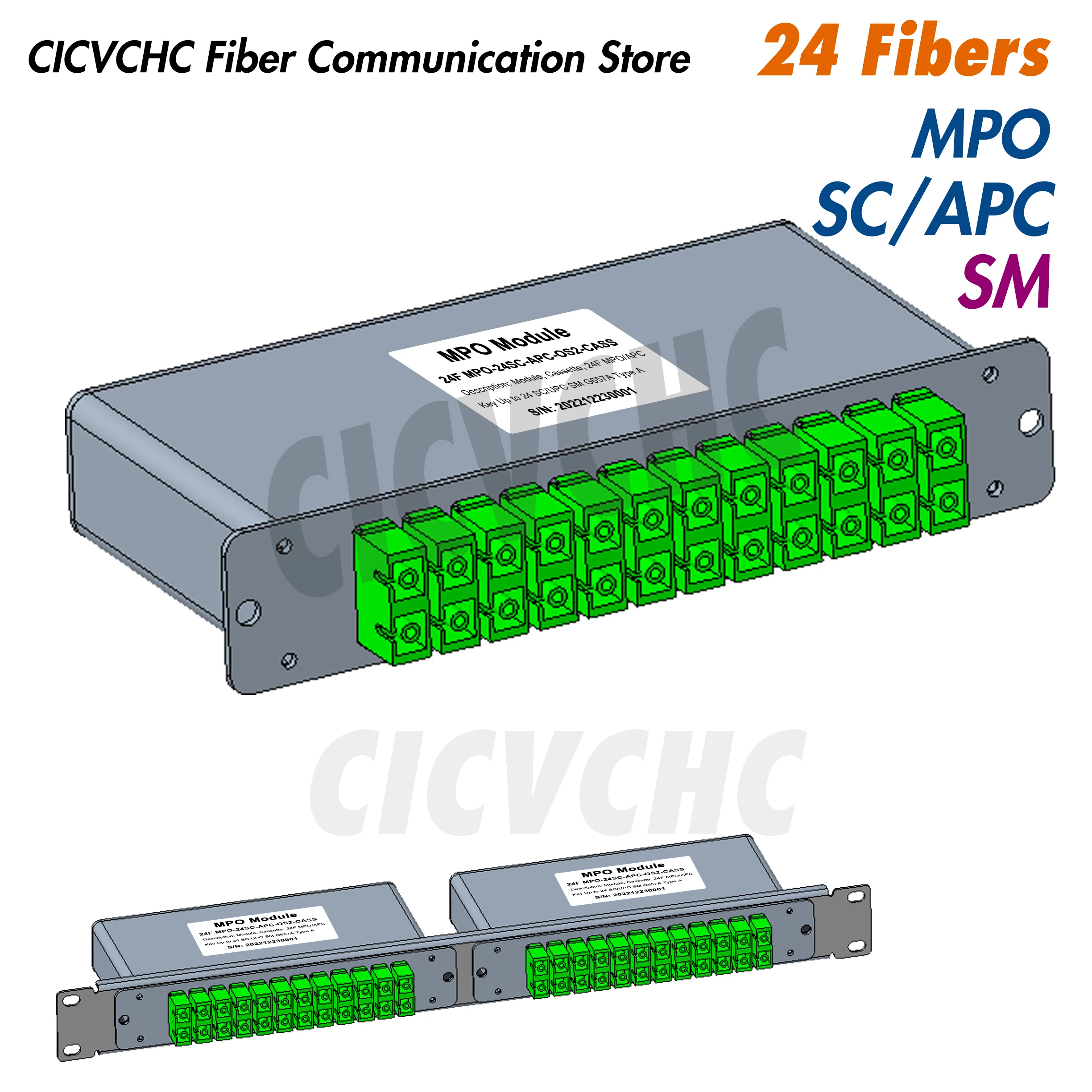 

24 Fibers Mini High Density MPO/APC to SC/APC Conversion Cassette Module, G657A2, LGX Box, Polarity A