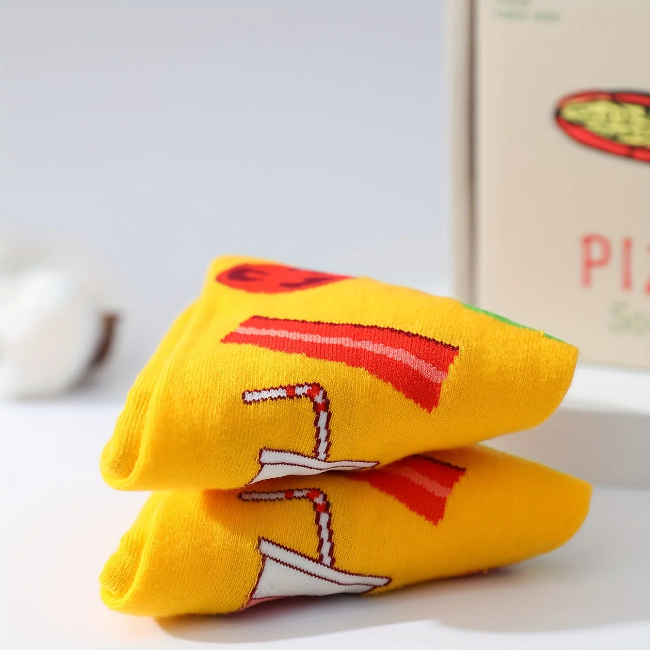 A pair of pizza new strange gift socks are comfortable and breathable suitable for Christmas Valentine\'s Day gifts on Halloween