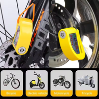 Waterproof Motorcycle Alarm Lock Bike Scooter Security Anti-theft Lock Motorbike Disc Brake Lock +Lock and Bracket+Reminder Rope