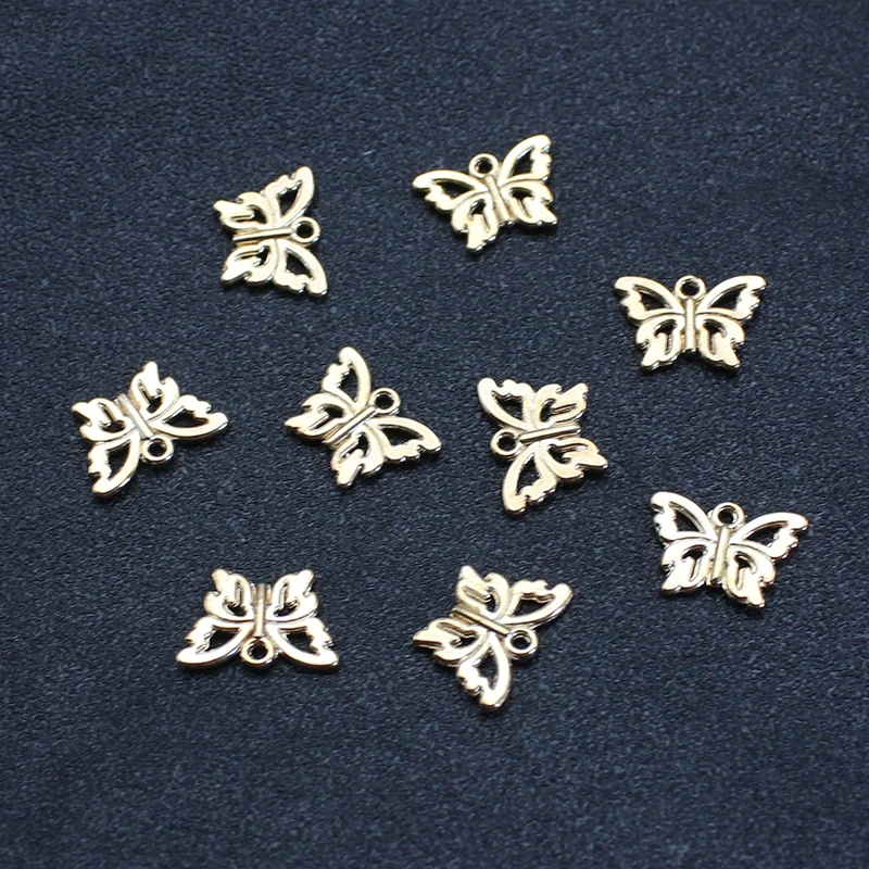 10Pcs Retro 15*11mm Gold Color Butterfly Pendant Charm for Necklace Earring Bracelet Making DIY Jewelry Accessory Finding