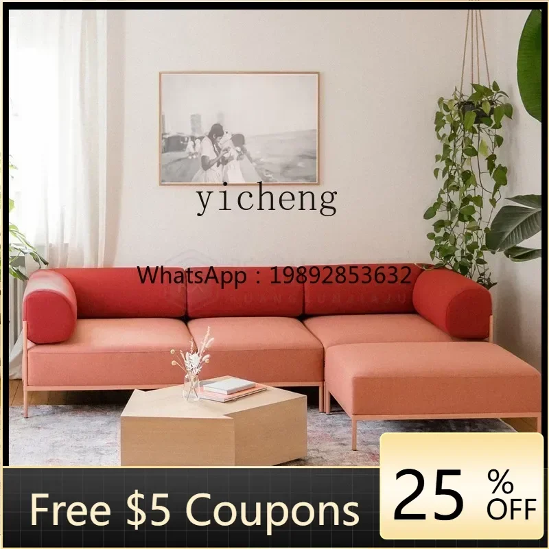 

W2-4 minimalist small apartment metal fabric light luxury modern living room exhibition hall complete sofa