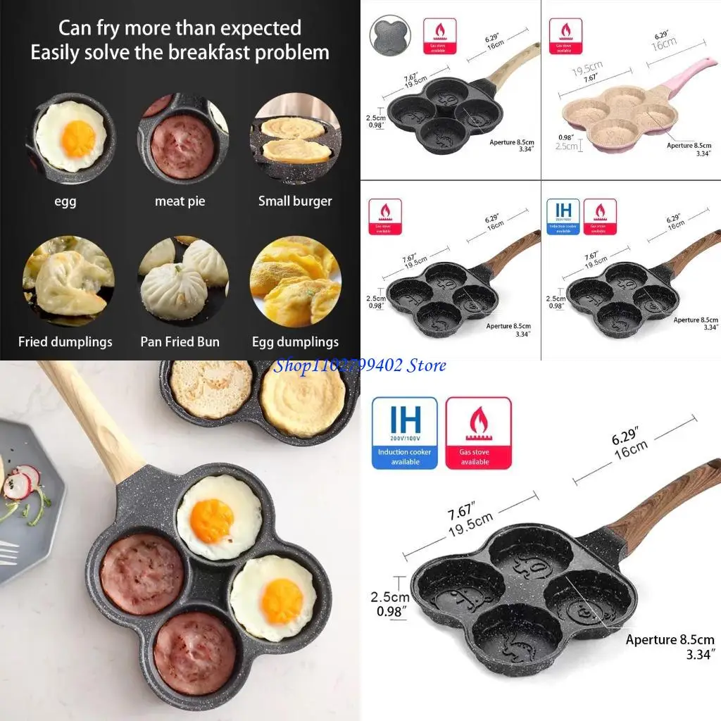 547F Sartén para tortilla 4 orificios para hamburguesas, huevos, jamón, máquina para hacer panqueques, olla para freír con