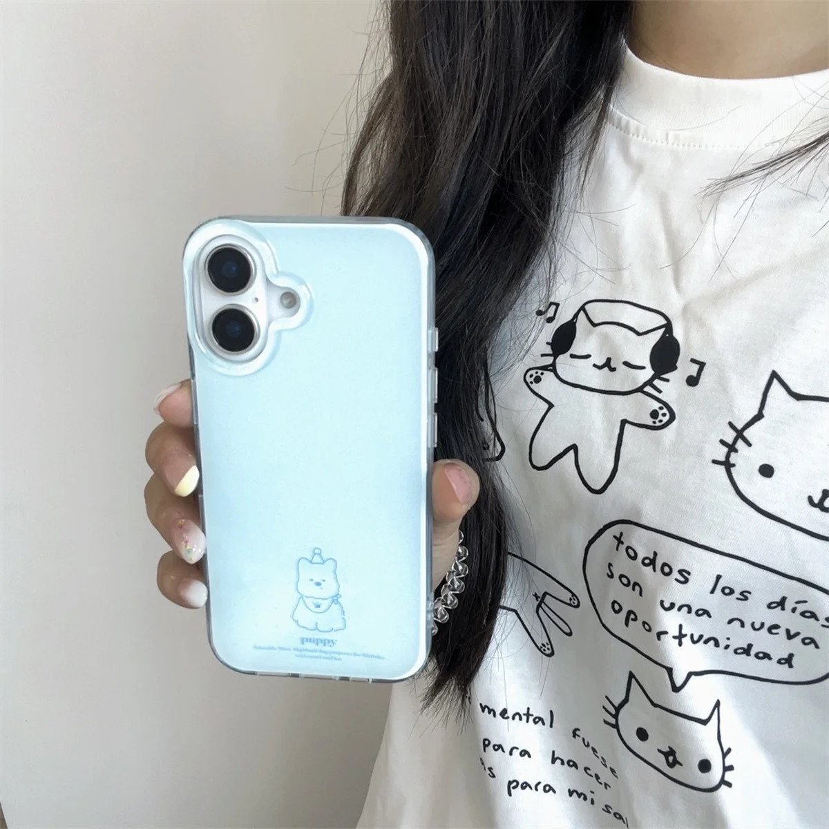 

New cute cartoon blue puppy Phone Case For iPhone 16 15 14 13 Pro Max fundas iphone 16 case Protective cover iPhone 15 case