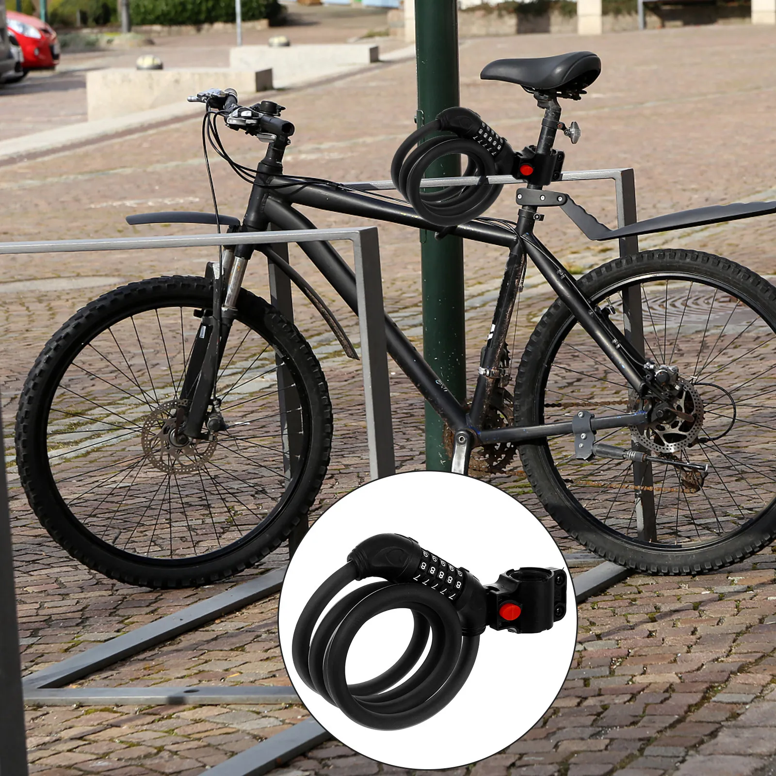 

Reflective Anti-Scratch Password Cable Lock Stretchable Bike Lock Motorcycle Mountain Road Cycling Security