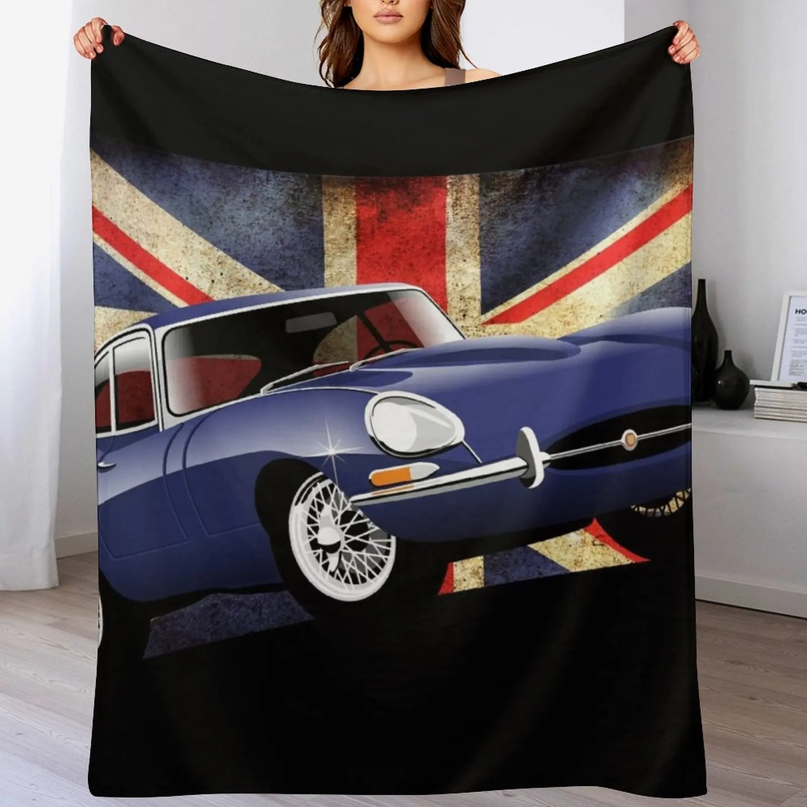 E-type series 1 coupe - blue Throw Blanket Decorative Beds Loose warm for winter Blankets