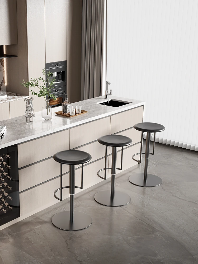 High Stool Island Chair, Restaurant Creative Hotel Stainless Steel Light Luxury High Fashion Modern Bar Stool
