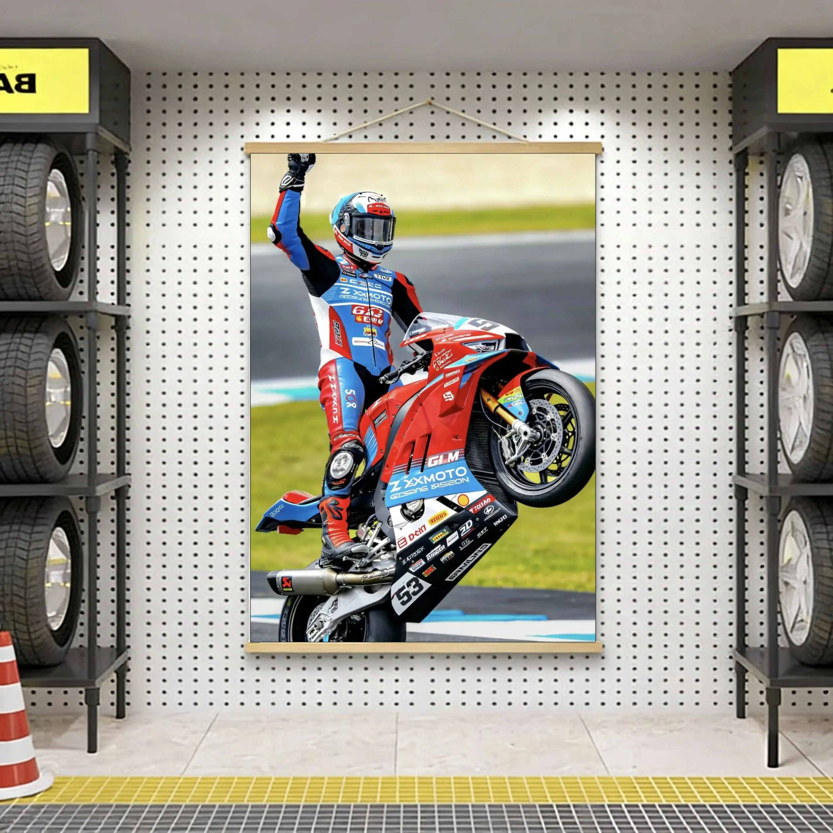 ZHANG XUE S MOTORCYCLE CHAMPIONSHIP COMMEMORATIVE TAPESTRY MOTORCYCLE RACING CHAMPION PAINTING PORTUGAL MOTORCYCLE FAN