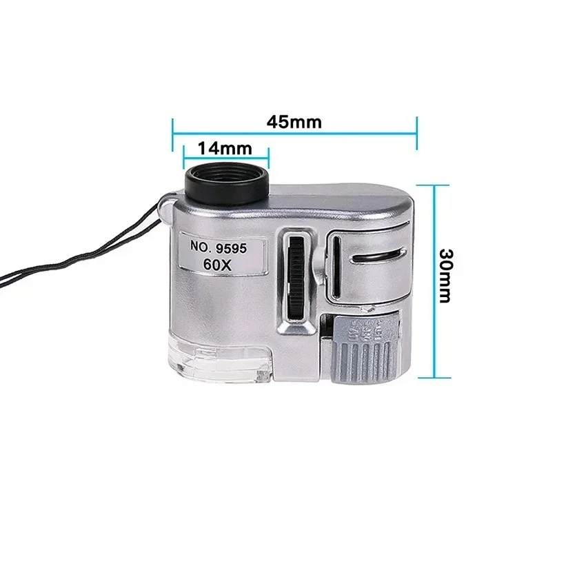 Portable Mini Pocket 60X LED Magnifying Glass UV Loupe With Bright Light for Jewelry Coin Watch Repair Microscope image 6