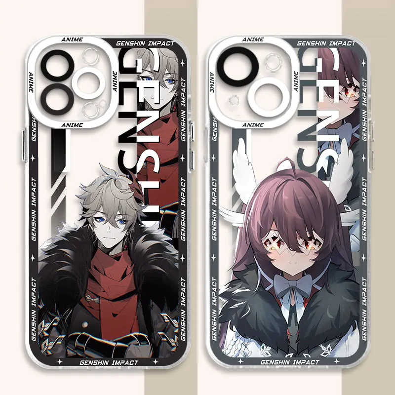 Genshin Impact Anime Shell Luxury Phone Case for Xiaomi Mi 11 Lite 11T Pro Poco X3 NFC X4 X5 M3 Pro Cover Transparent Soft Cases