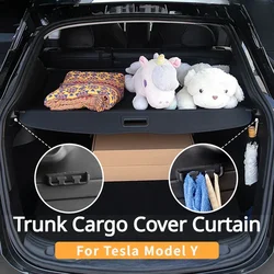 For Tesla Model Y Berlin Trunk Cargo Cover Curtain Rear Luggage Carrier Retractable Partition Baffle Plate Storage Accessories