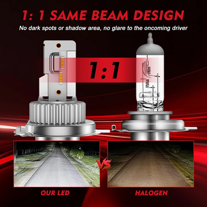 Dualvision 2 قطعة 30000LM H4 9003 LED المصابيح الأمامية Canbus لا خطأ H4 HB2 LED مرحبا/لو شعاع 300 واط مصابيح رأس السيارة 6000 كيلو ضوء السيارات #3