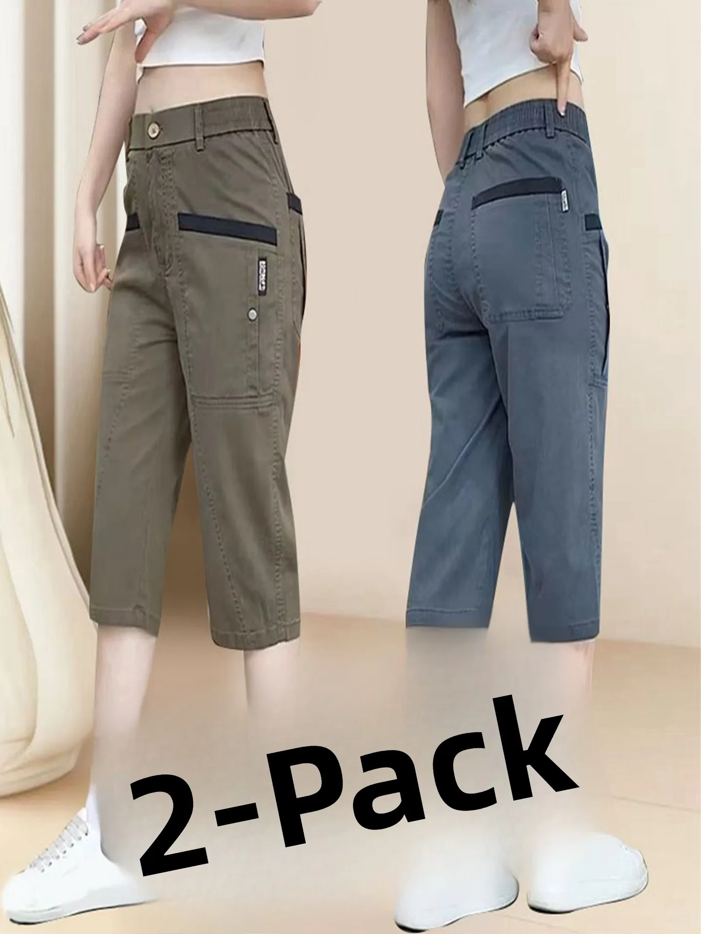 

Ice Silk Qui Dry Casual orts Men's Summer Loose Straight Leg Seven-Four ket Breathable Versatile Elastic Workwear Mid-...