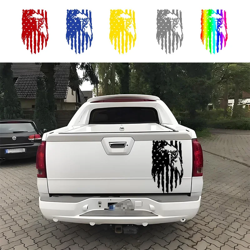 

Car Stickers Bald Eagle Flag Styling Stripe Flag Stickers, Pickup Trunk Tailgate Tail Decoration Stickers