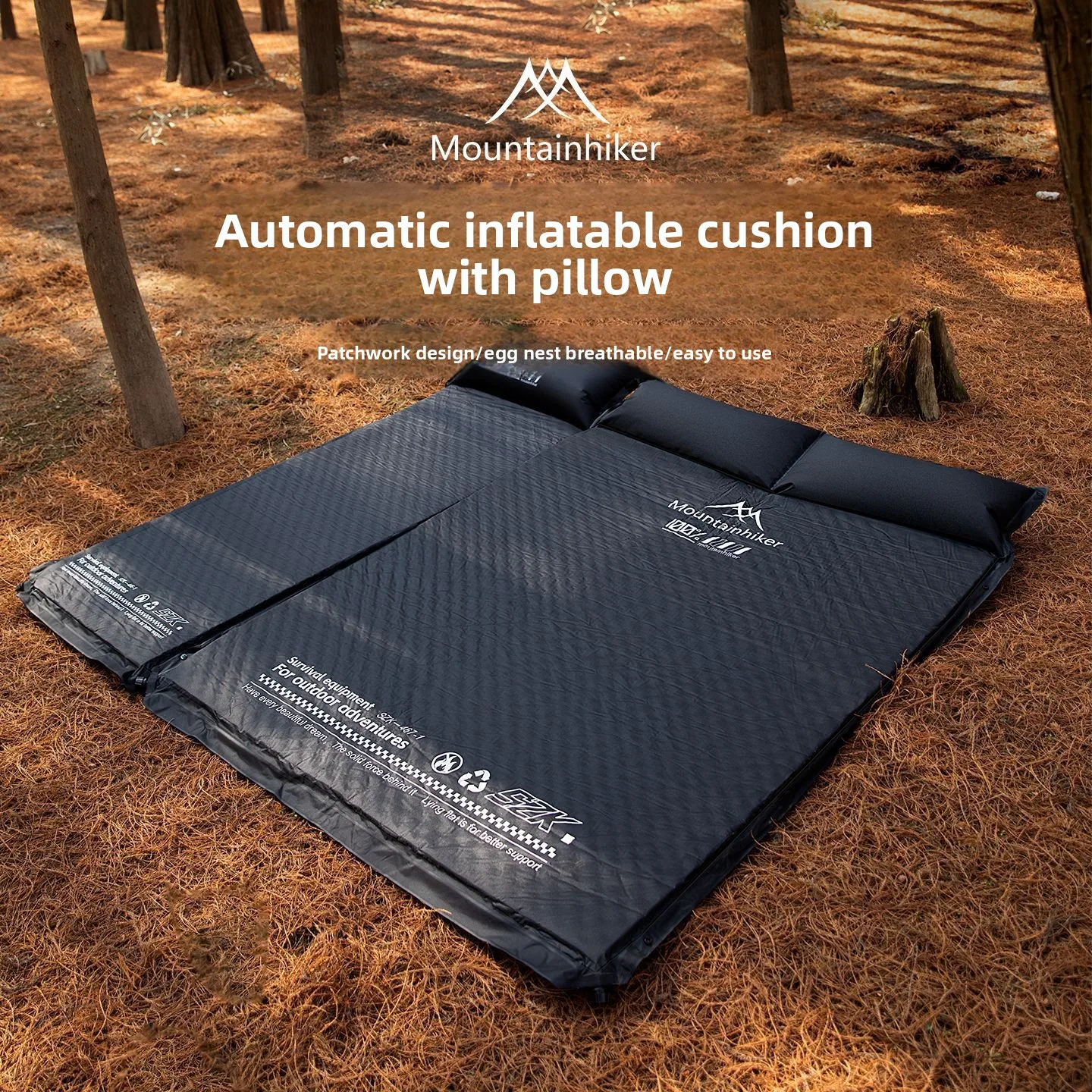 MOUNTAINHIKER Self-inflating Camping Mattress Portable Hiking Sleeping Pad with Built-in Pillo Pump-free Comes with A StorageBag