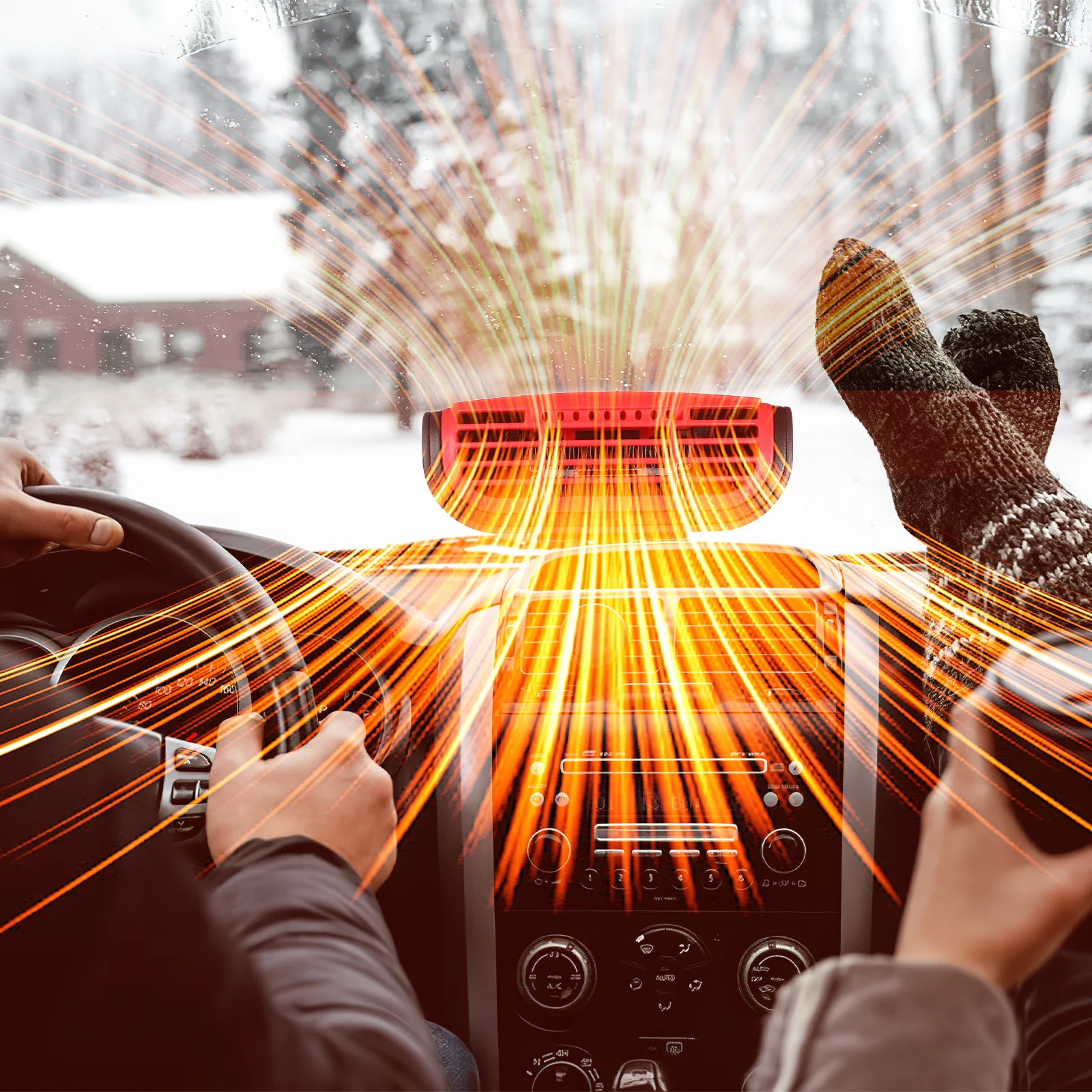 

Compact Car Heater Fast Warm Up Vehicle Interior Defroster Defogger Silent Operation Overheat Protection Heater for Truck