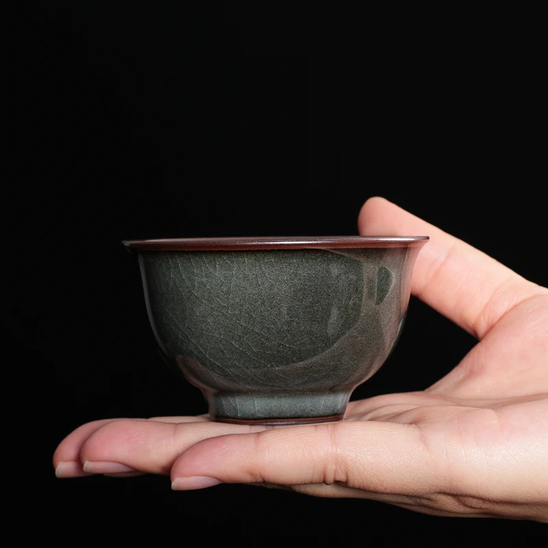 Handmade Blue Porcelain Gongfu Tea Cup Ceramic Drinking Bowl Hostess Cup Ice Crackling Dragon Well Tea Set Ancient Chinese Style
