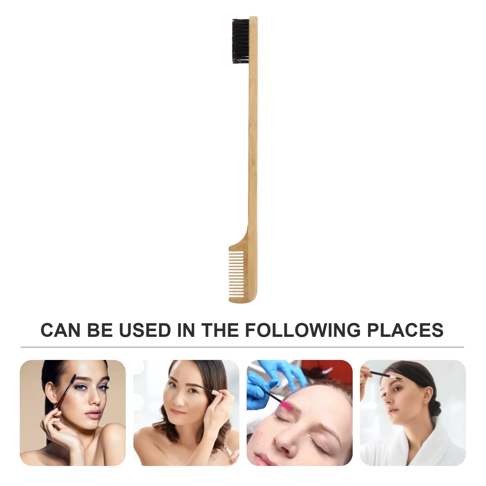 Eyelash Brush Eyebrow Comb with Wooden Handle Grooming Bristles Trimming Tool Mascara