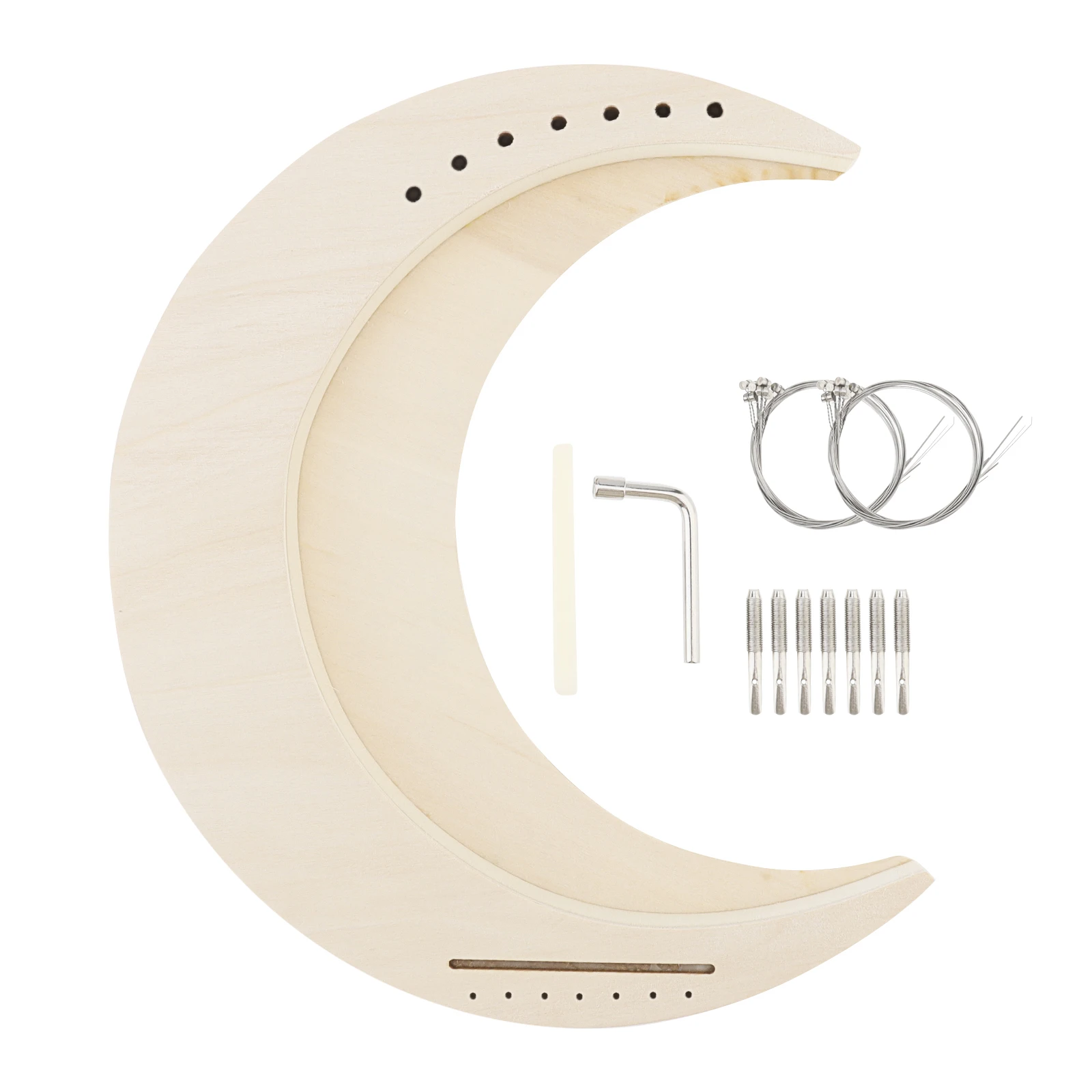 7 Strings Solid Basswood Crescent Moon Lyre Harp DIY Kit for Amateur Beginner Kid Children Fun Toy Art, Handwork Painting Harp