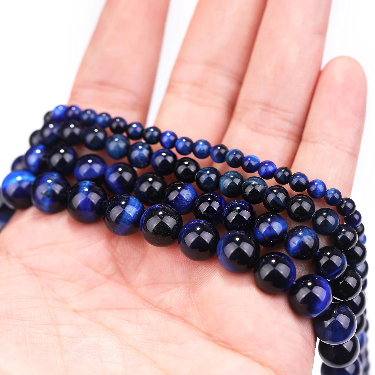 AAA Blaue Tigerauge Natursteinperlen Lose Spacer Runde Perlen für DIY Schmuckherstellung Armband Handgefertigte Accessoires 15"