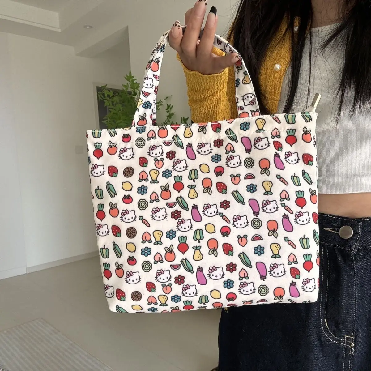 

Hello Kitty Handbag Cute Cartoon Originality High-capacity Canvas Bag New Fashion Delicate Commute Versatile Shoulder Bag Gifts
