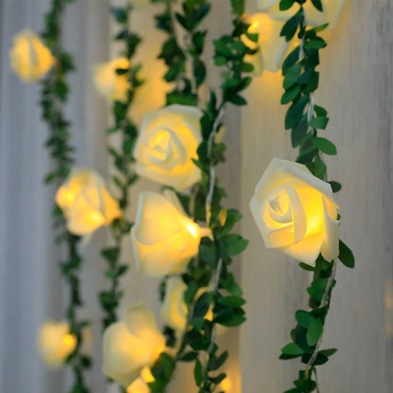 1.5m/3m Rose Flowe LED String Lights Rose Vine String Lights Festivel Party Wedding Birthday Decor Garden DIY Decoration