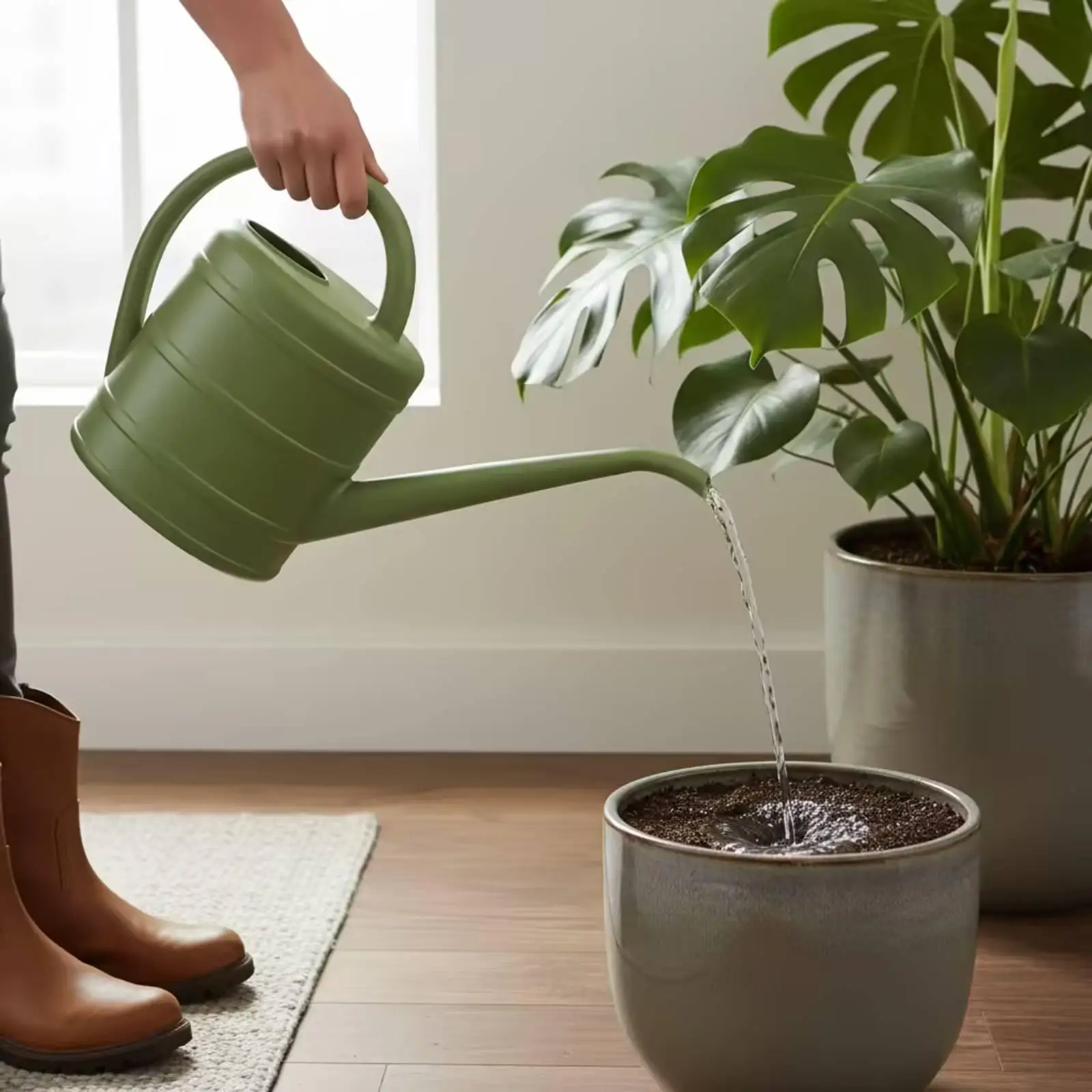 Watering Can with Long Spout Easy to Clean Garden Tool for Patio, Gardeners view 2