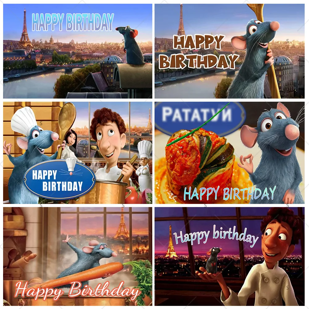 

Disney Cartoon Ratatouille Background Boy Girl Kid Gifts Party Banner Decoration Photography Backdrop Birthday Party Supplies