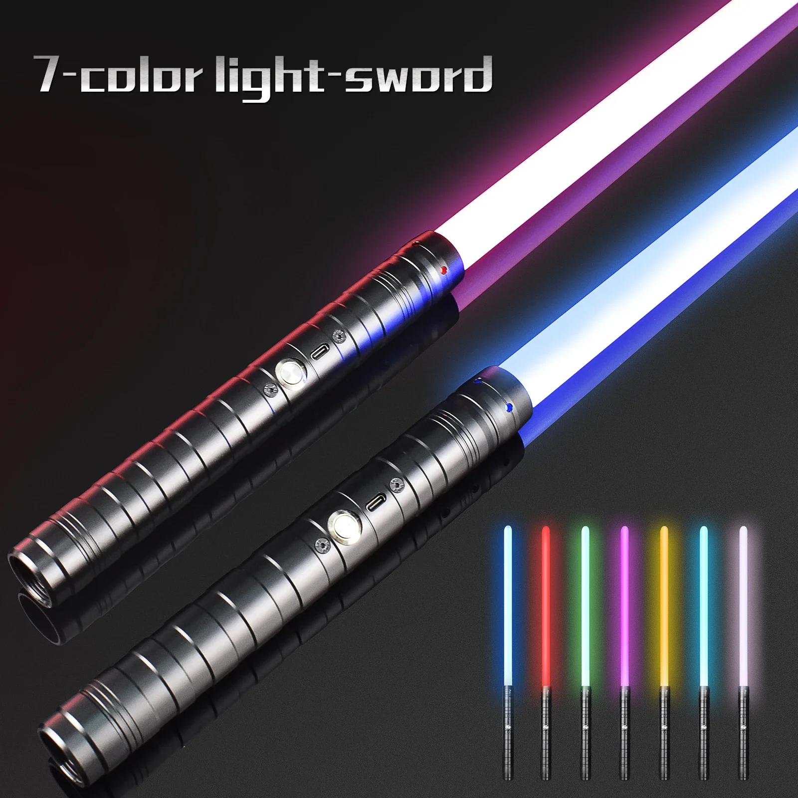 1/2 Stück RGB Metall Lichtschwert Dueling Smooth Swing LED Laser Schwert Saber De Luz 7 Farbwechselgeräusche blinkend Cosplay Geschenk Spielzeug