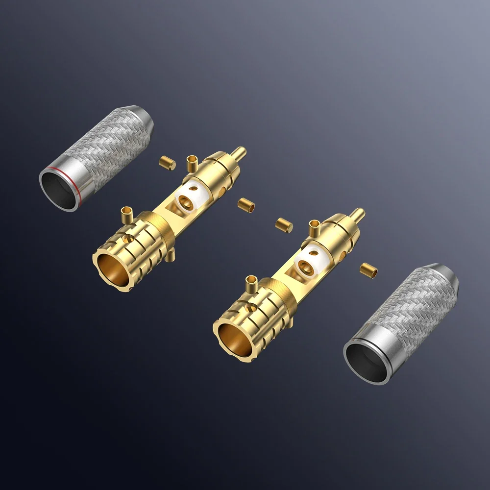 4 قطعة Viborg VR108G النحاس النقي 24K مطلية بالذهب ألياف الكربون RCA نسخة غير لحام مسامير قفل