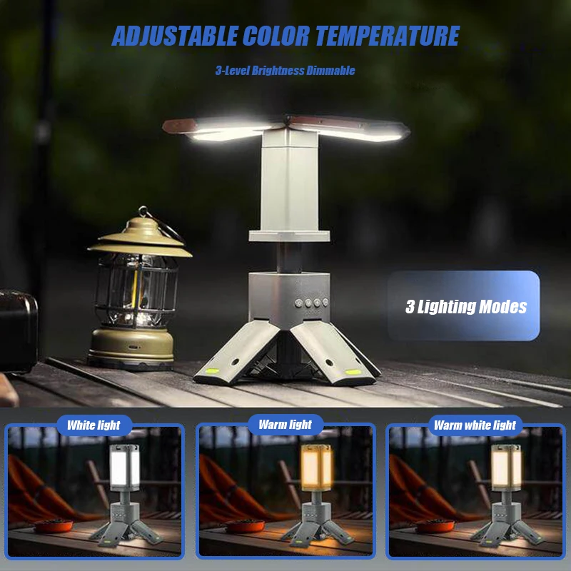 VOLODYMYR High Lumen LED Camping Light Telescopic Tripod Portable Outdoor Tent Tube Lantern for Polishing Car Repair Work view 5