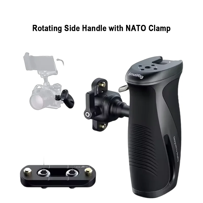 Poignée latérale NATO rotative SmallRig avec pince NATO, 360 ° Poignée de réglage pour caméra/moniteur DLSR, Kit de Cage, plaques de montage 5160