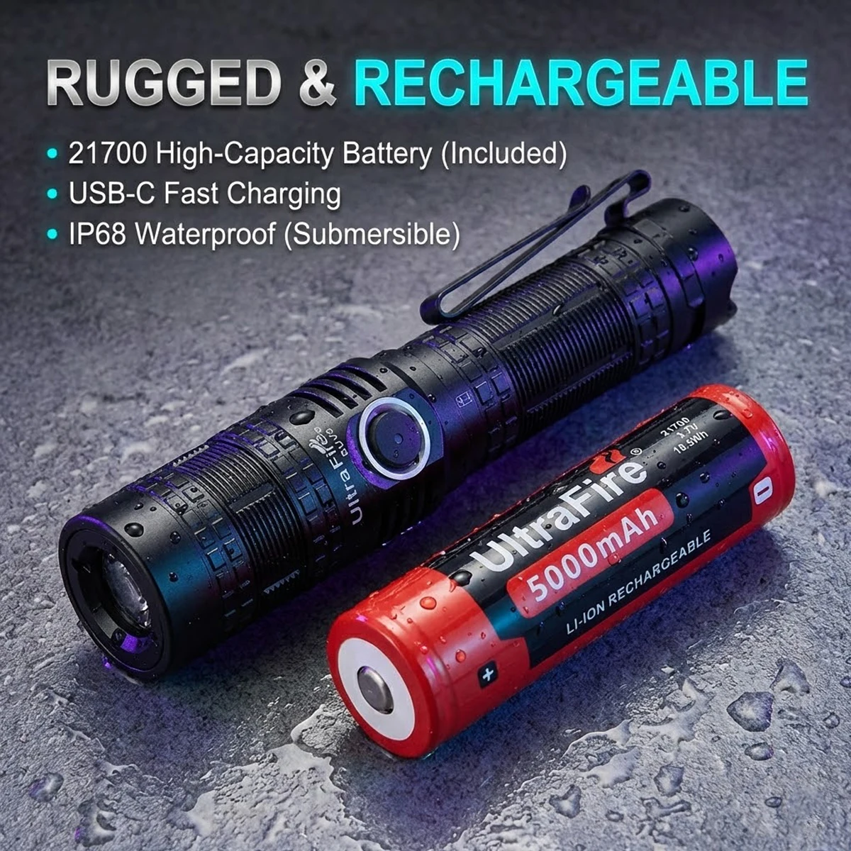 10w usb rechargeable led uv flashlight UltraFire® RUV3 365nm 250m beam range UV Black Light Flashlight 2