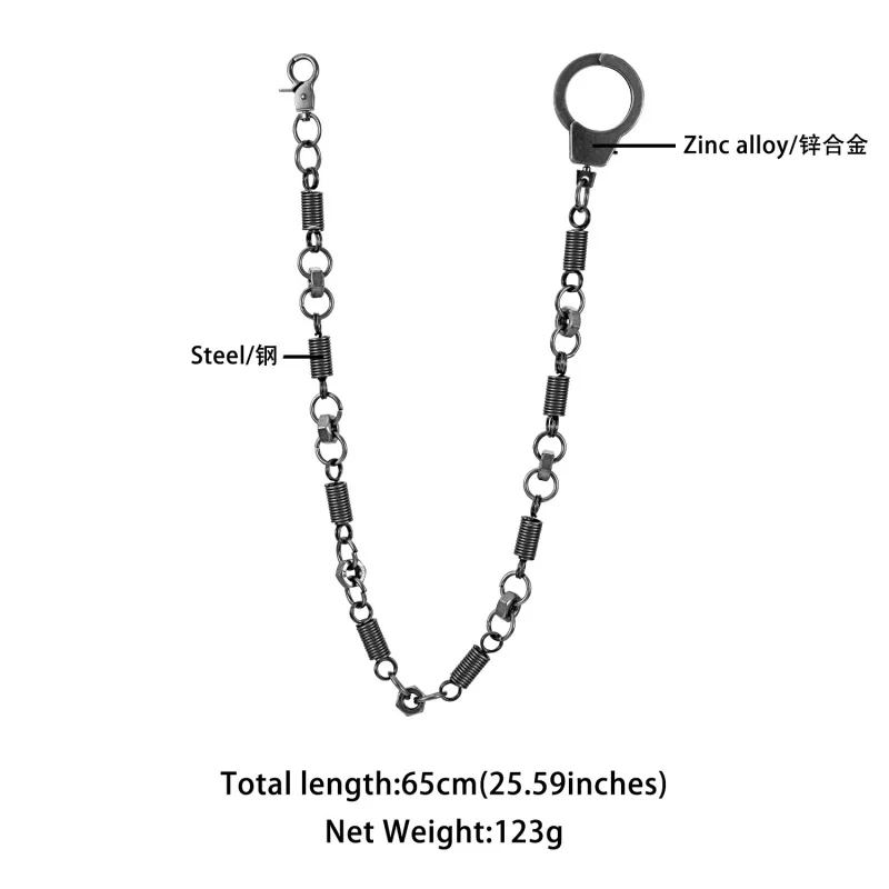 Men's Motorcycle KeyChain Jean Biker Wallet Belts Chains Spring Nut Charm Gothic Rock Pants Trousers Waist Key Ring