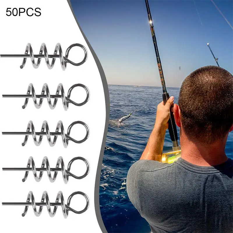 Stainless Steel Fishing Pins Spring Twist Lock Fishing Hook Tool Centering Pins Fixed Latch Needle For Soft Lure Bait Worm_NEW