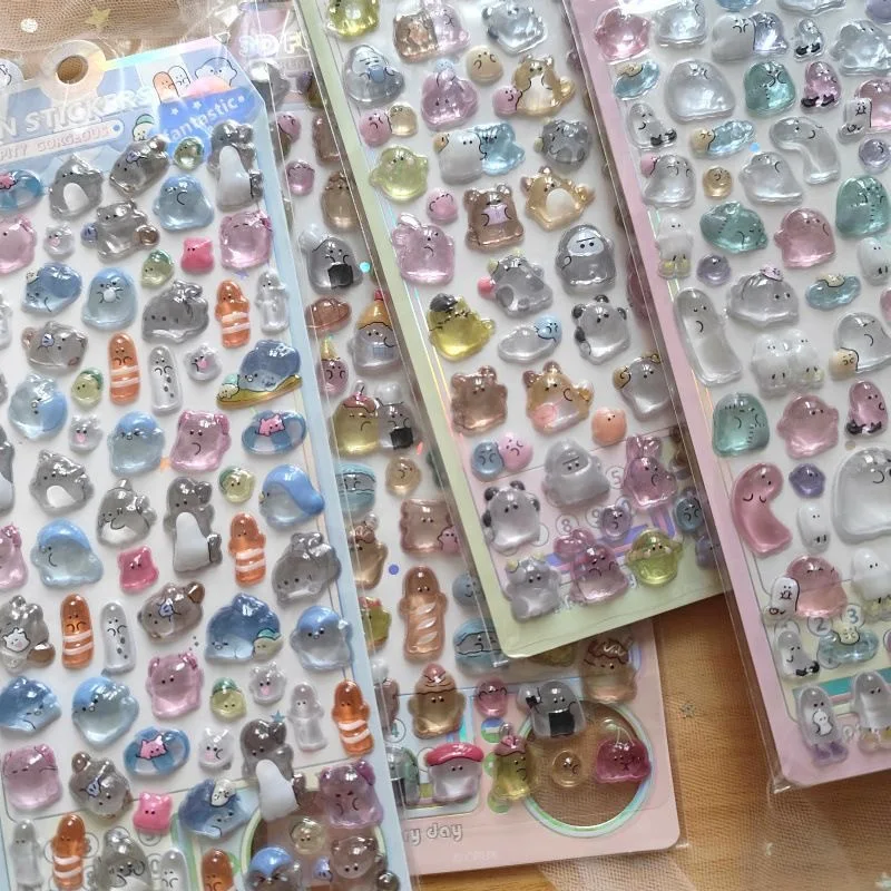 3d dos desenhos animados alívio gota adesivos animais bonitos doces fantasma scrapbooking diy diário papelaria adesivo deco escola material de escritório