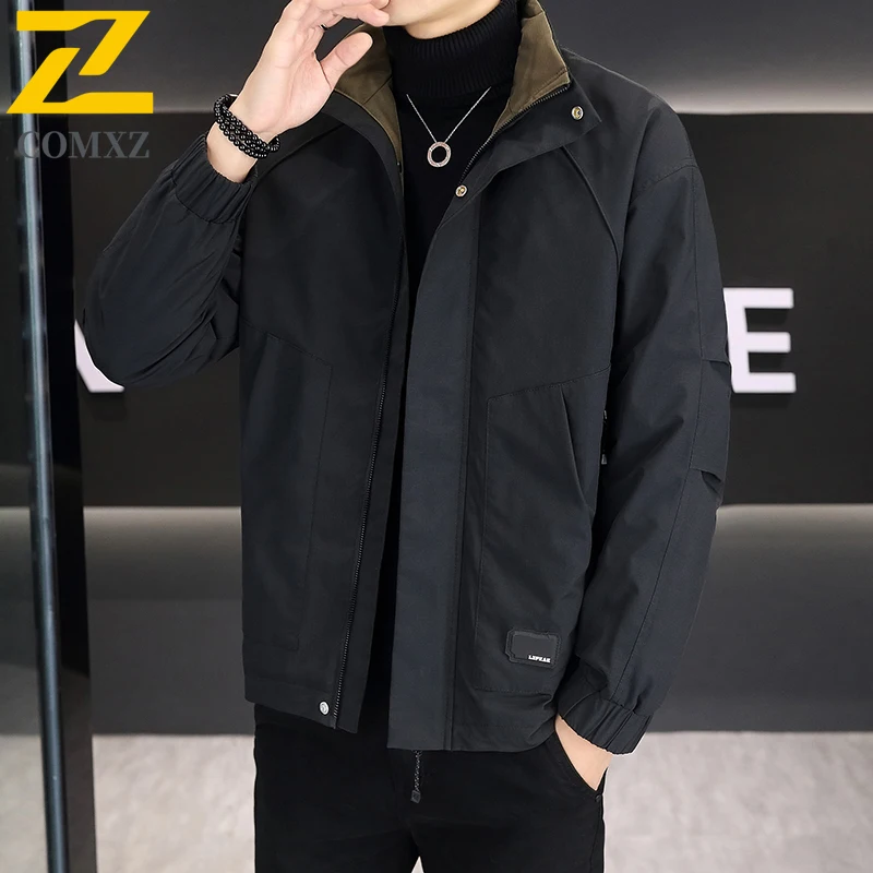 

2025 New Stand Up Collar Men Jacket Autumn Winter Thick Windproof and Warm Men's Windbreaker Outdoor Casual Street Men Clothing