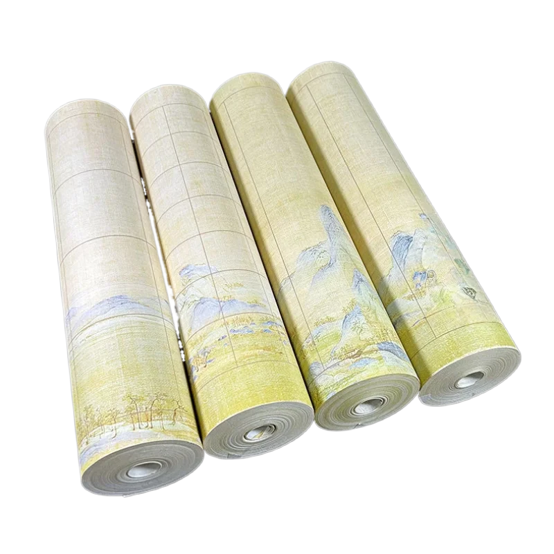 Batik Spray Landscape Half Ripe Xuan Paper Scroll Thickened Blank Grid Rice Paper Regular Running Script Writing Wax Dye Papel