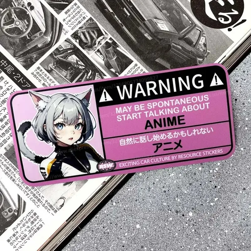 Cartoon Car Sticker Warning Airbag Check Warning Decal Anime Waterproof Car Accessories Stickers SH40 Mini Cooper Accessories view 6