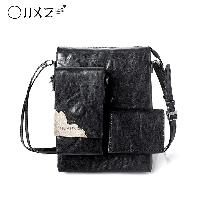 Designer Vegetable Tanned Leather Crossbody Bag Detachable Phone Pouch Backpack Unisex Genuine Leather Shoulder Bag