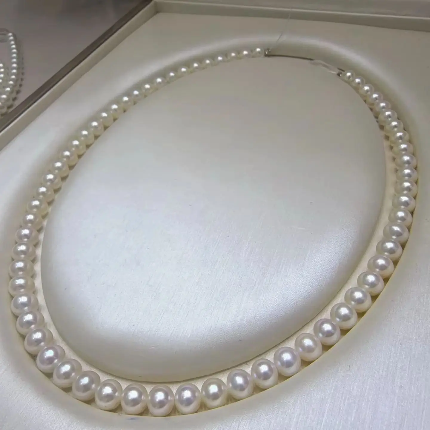 Gorgeous necklace AAAA9-10mm natural South Sea pearl necklace 18in-925s