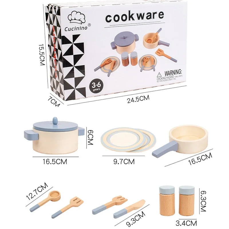 DIY Wooden Toy Pretend Play Simulation Kitchen Coffee Machine Cooking Food Model Set Educational Toys For Children Kids Girls