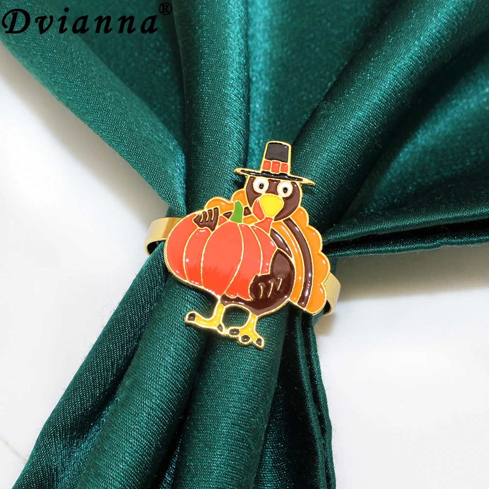 

6Pcs Thanksgiving Napkin Rings Turkey Pumpkin Fall Napkin Rings Holder for Halloween Fall Thanksgiving Day Table Decorations