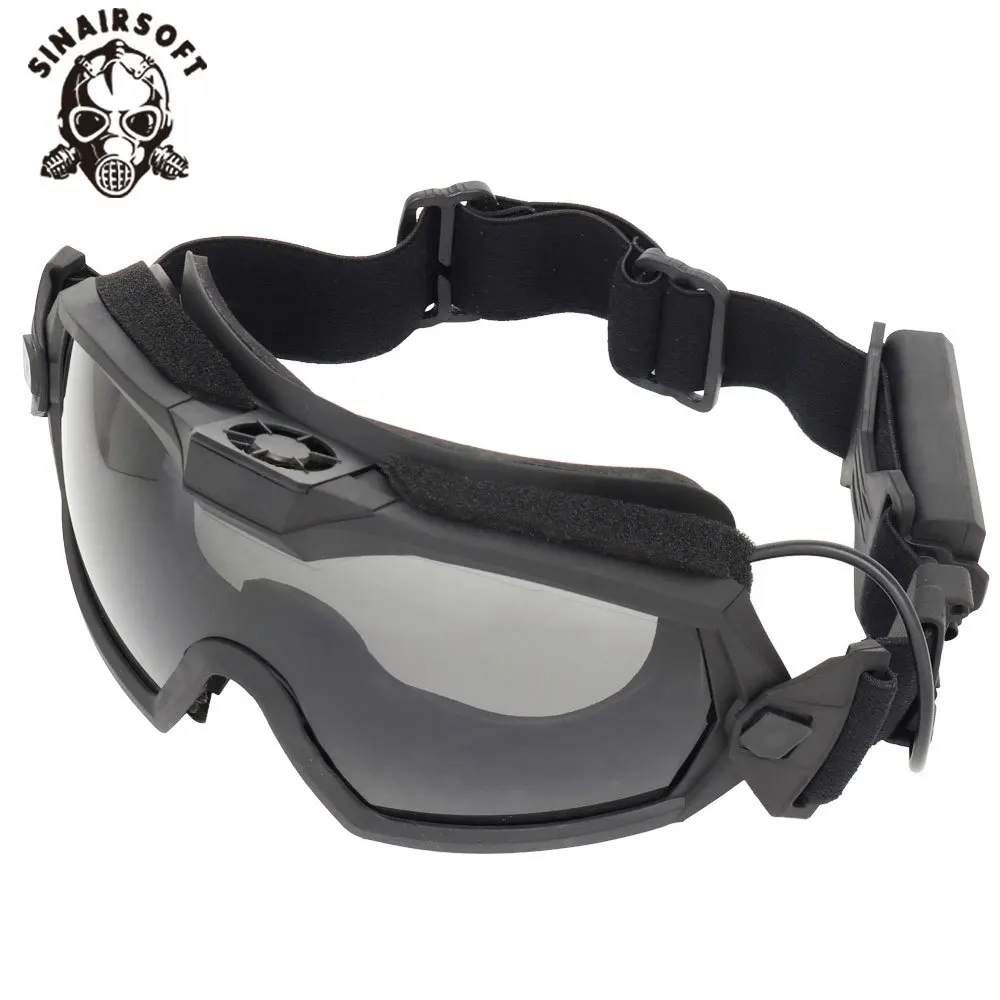 Gogle taktyczne Anti-Fog Anti-Shock z wentylatorem wewnątrz i na zewnątrz podwójny tryb scena Airsoft Paintball kask narciarski okulary