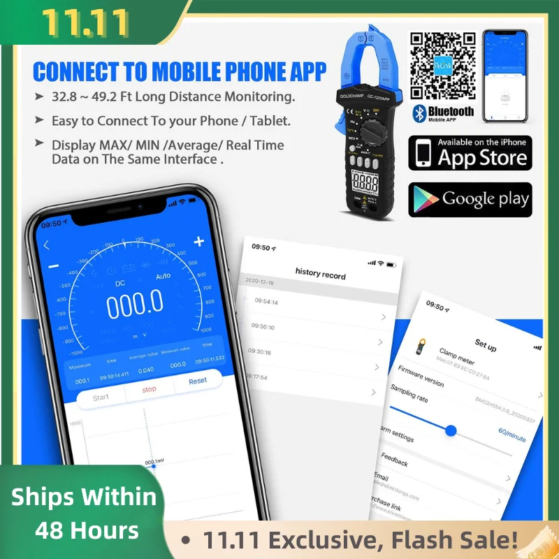 المدى التلقائي الرقمي المشبك متر صحيح RMS 6000 التهم بلوتوث APP التيار المتناوب/تيار مستمر الجهد فاحص التيار NCV كشف عدم الاتصال #1