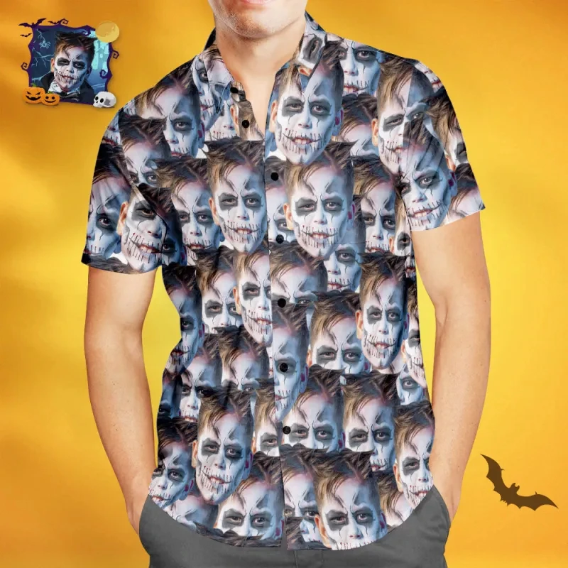 

Funny Halloween Party Customized Image 3D Printed Shirts For Men Clothes Custom Photo Holiday Gifts Lapel Blouse DIY Unisex Top