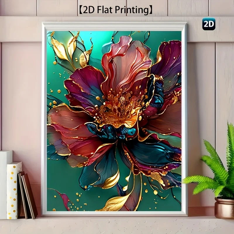 Abstract Gilded Fluid Flower Canvas Print Frameless Wall Decor Home Bedroom Living Room Hotel Office Poster Room Aesthetic