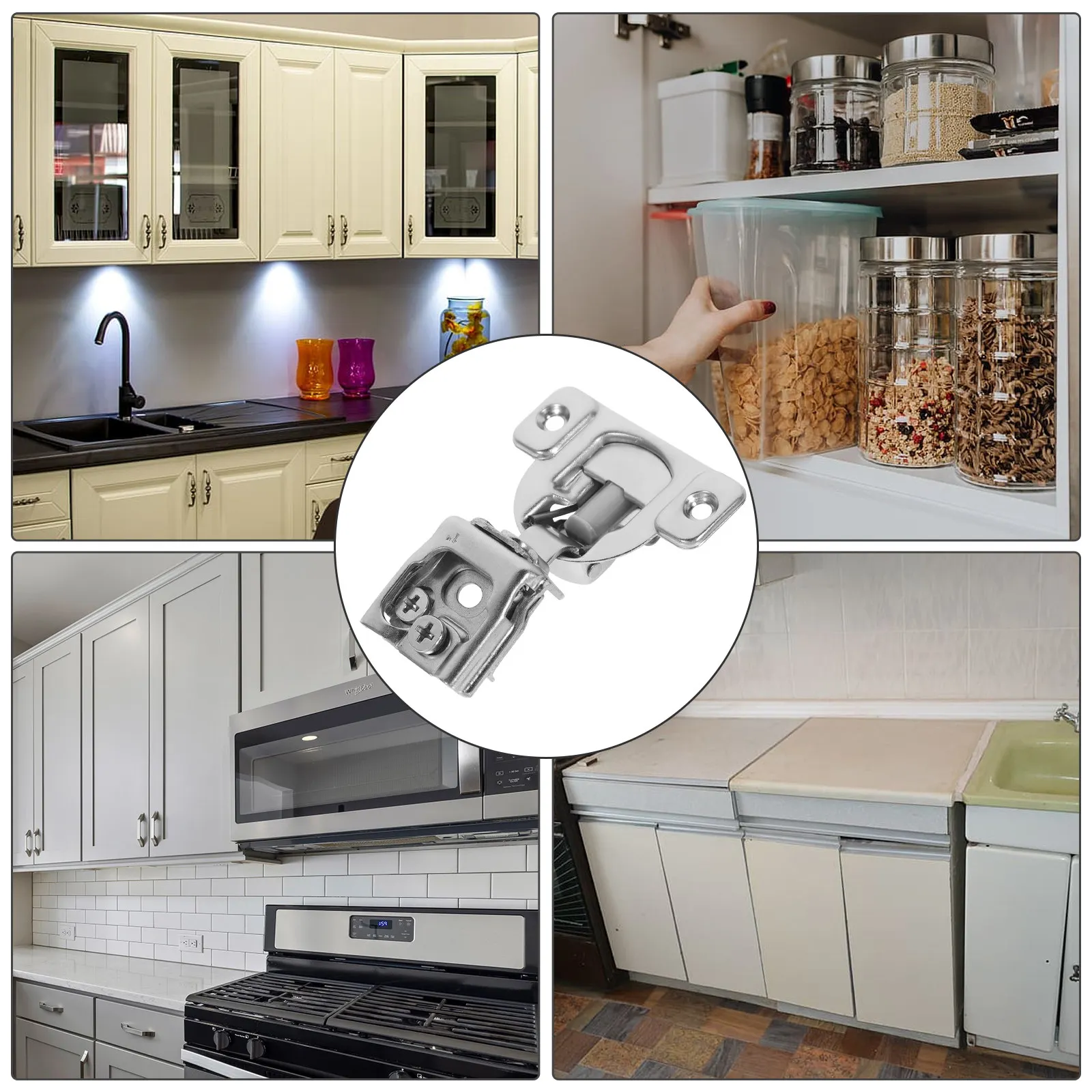 1Set Cabinet Hinge American Style Full Overlay Stainless Steel Soft Close Kitchen Cabinet Door Hinge Replacement