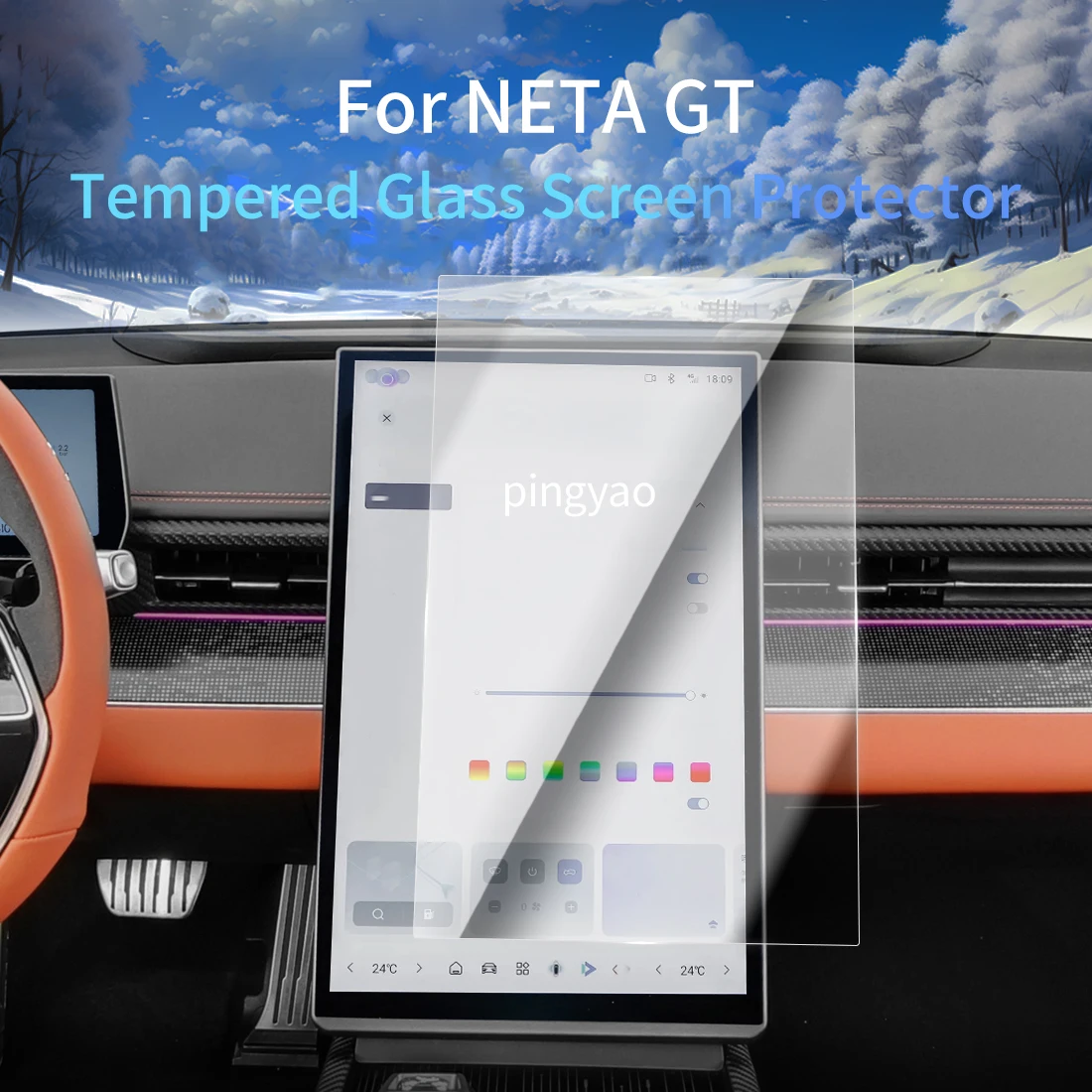 Car Sticker Screen Protector Navigation Display Tempered Glass Protective Film Car Accessories Vehicle For 24 NATA GT